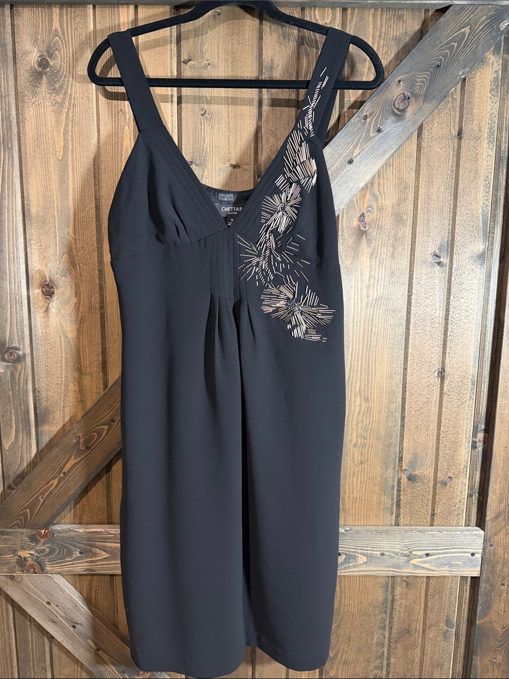 Chetta B Black Embellished V-Neck Midi Dress